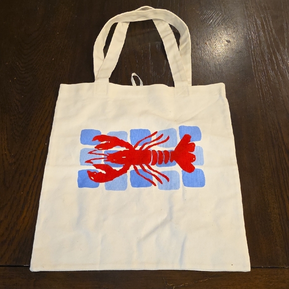 Handbags - Canvas Tote Bag with Red Lobster Design